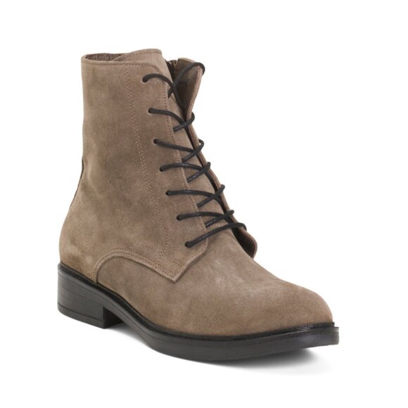 OROSCURO Grey Made In Italy Suede Lace Up Booties
